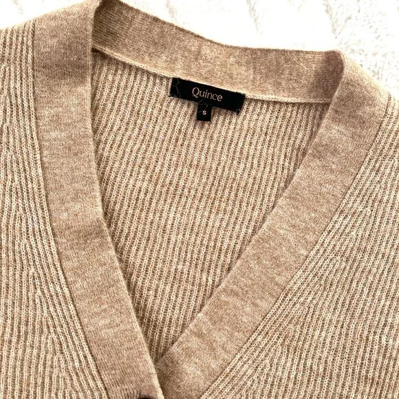 Quince Alpaca-Wool Cropped Cardigan (Camel) S - Picture 5 of 10